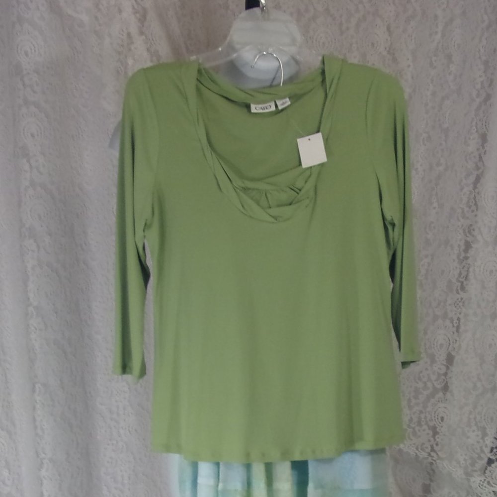 Knit Top Blouse Green Scoop Neck NWT Size L